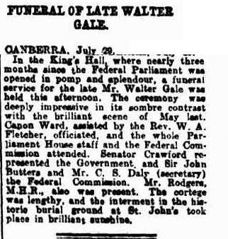 Describing the Funeral Ceremony for Sir Walter Gale and his burial